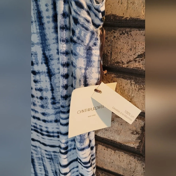 NWT 100% linen Cynthia Rowley blue and white dress - Picture 4 of 5